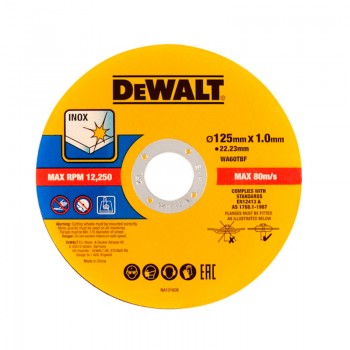 DISCO CORTE INOX 125X1MM 25UD DEWALT