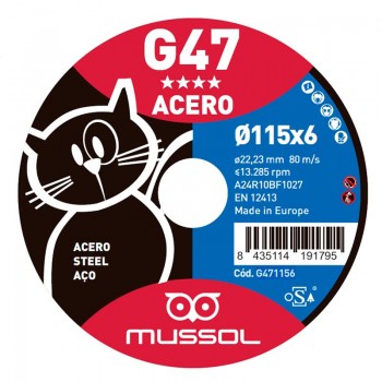 DISCO DESBASTE ACERO G47 GATO T27 Ø115x6mm