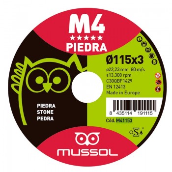 DISCO M4 CORTE PIEDRA MUSSOL 115X3 EJE22